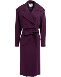 Manila Grace - Plum Overcoat & Trench Coat Viscose, Polyamide, Elastane - Lyst