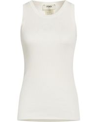 Fendi - Cream Top Silk, Cotton, Polyamide - Lyst