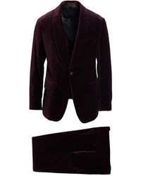 Caruso - Burgundy Suit Cotton, Elastane - Lyst