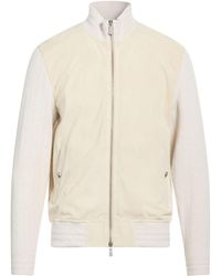 Eleventy - Cream Jacket Cotton, Sheepskin - Lyst