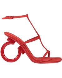 Ferragamo - Ferragamo Elina T-Strap Gancini Sandals - Lyst