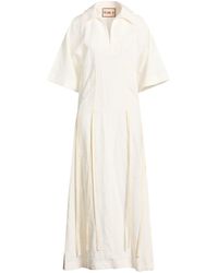 Plan C - Ivory Maxi Dress Linen - Lyst
