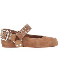 Alaïa - Sand Ballet Flats Calfskin - Lyst