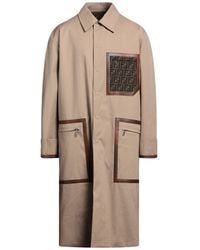Fendi - Camel Overcoat & Trench Coat Cotton, Calfskin - Lyst