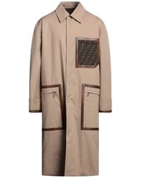 Fendi - Camel Overcoat & Trench Coat Cotton, Calfskin - Lyst