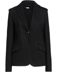 Karl Lagerfeld - Embroidered-logo Fitted Blazer - Lyst