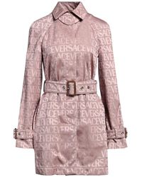 Versace - Blush Overcoat & Trench Coat Polyester, Cotton, Lambskin - Lyst