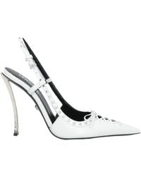Versace - Laced Pin-Point Leather Slingback Pump - Lyst