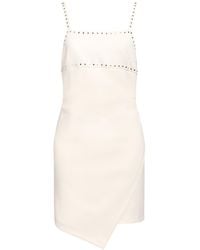 Pinko - Cream Mini Dress Polyester, Elastane, Aluminum - Lyst