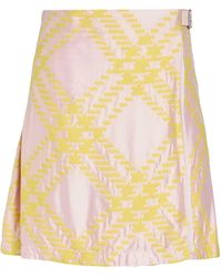 Burberry - Mini Skirt Cotton, Viscose, Silk, Calfskin - Lyst