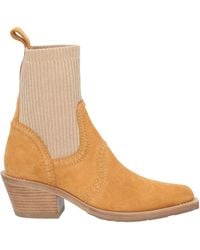 Chloé - Camel Ankle Boots Leather, Textile Fibers - Lyst