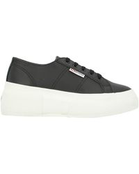 superga platform pelle nera