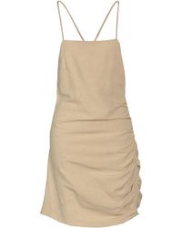 ViCOLO - Sand Mini Dress Viscose, Linen - Lyst