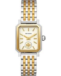 Tory Burch - Robinson Watch, Two-tone Gold/stainless Steel/cream, 27 X 29 Mm - Lyst