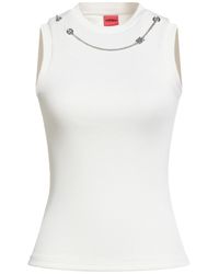 HUGO - Ivory Tank Top Polyester, Elastane - Lyst