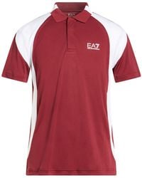 EA7 - Burgundy Polo Shirt Polyester - Lyst