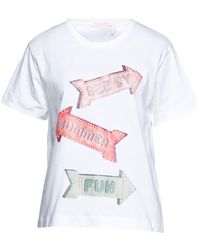T-shirt fleuri à détails de perforations See By Chloé en coloris Blanc Femme Vêtements Tops T-shirts 