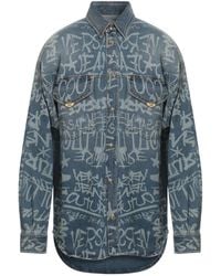 Versace Jeans Couture - Logo-Print Denim Trucker Jacket - Lyst