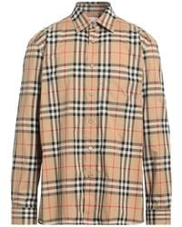 Burberry - Check Motif Cotton Shirt - Lyst