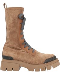 Brunello Cucinelli - Camel Ankle Boots Leather - Lyst