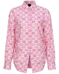 Pinko - Camisa de muselina con monograma y bordado - Lyst