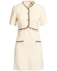 Sandro - Ivory Mini Dress Cotton, Viscose, Acrylic, Polyamide, Polyester - Lyst