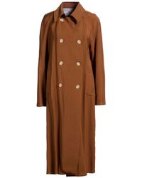 Kaos - Tan Overcoat & Trench Coat Viscose, Polyester - Lyst
