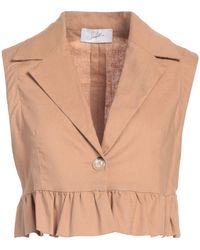 Soallure - Camel Blazer Linen, Viscose - Lyst