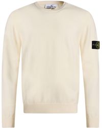 Stone Island - Cream Sweater Virgin Wool, Polyester - Lyst