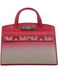 red mcm tote bag