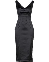 Dolce & Gabbana Synthetic Scoop Neck Fitted Midi Dress in Black Womens Clothing Dresses Cocktail and party dresses 