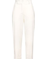 SOLOTRE - Ivory Pants Polyester, Wool, Elastane - Lyst