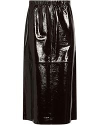 Alysi - Chocolat Dark Midi Skirt Lambskin - Lyst