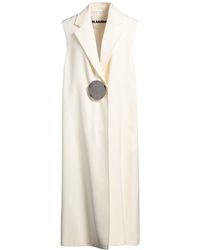 Jil Sander - Ivory Overcoat & Trench Coat Viscose, Silk - Lyst
