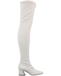 white flat knee high boots