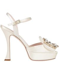 Roger Vivier - Ivory Sandals Textile Fibers - Lyst