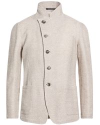 Emporio Armani - Taupe Blazer Linen, Cotton - Lyst