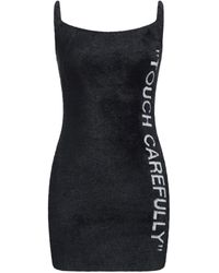 Off-White c/o Virgil Abloh - Off White Quote Fuzzy Mini Dress Black White - Lyst