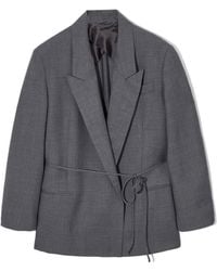 COS - Belted Double-breasted Wool Blazer - Lyst