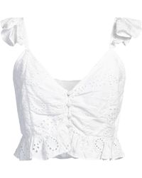 Guess - Lace Button-Front Cotton Top - Lyst