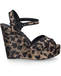 Damen Schuhe Absätze Sandalen mit Keilabsatz Dolce & Gabbana Baumwolle Espadrilles mit Majolica-Print in Blau 