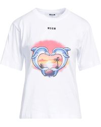 MSGM - T-Shirt Cotton - Lyst