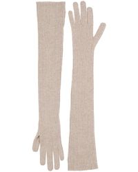 Brunello Cucinelli Cable-knit Mohair-blend Gloves in Beige Natural Womens Accessories Gloves 