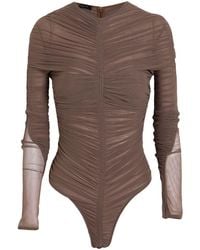 Mugler - Taupe Bodysuit Polyamide, Elastane - Lyst