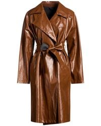 Carla G - Camel Overcoat & Trench Coat Polyurethane, Viscose, Polyester, Cotton, Metal Fiber - Lyst