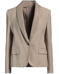 Brunello Cucinelli - Khaki Blazer Viscose, Linen, Polyester - Lyst