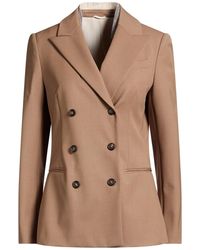 Brunello Cucinelli - Camel Blazer Virgin Wool, Polyamide, Elastane, Brass - Lyst