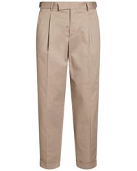 Paoloni - Taupe Pants Cotton, Elastane - Lyst