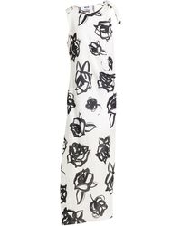 MSGM - Cream Maxi Dress Linen - Lyst