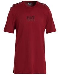 EA7 - Burgundy T-Shirt Viscose, Polyamide, Elastane - Lyst